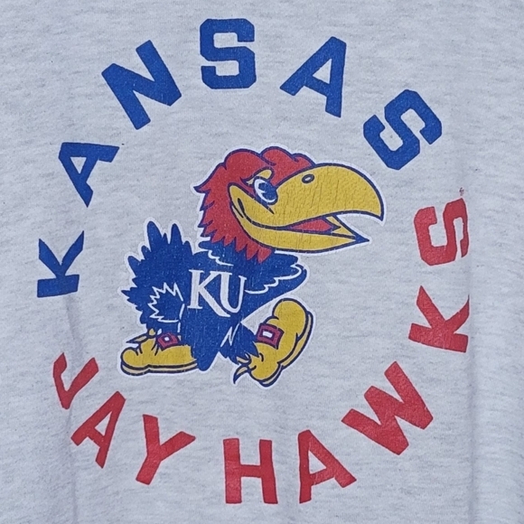 Russell Athletic | KU Kansas Jayhawks Heather Gray Crewneck Sweatshirt Size XL - Picture 3 of 5